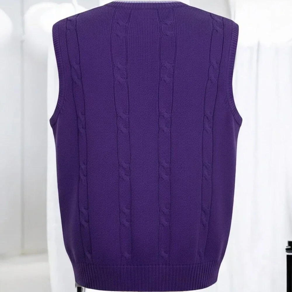 Southpole Purple Cable Knit Sweater Vest V Neck Y2K Street Preppy Size Large - Picture 4 of 8